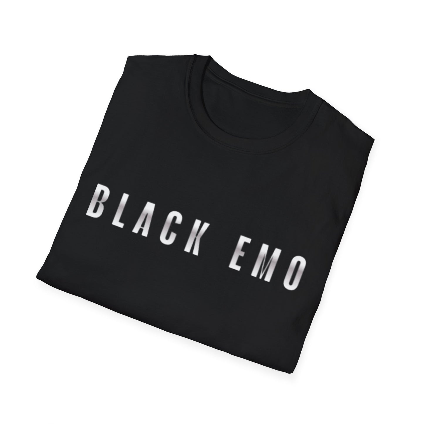 Black Emo Skull T-Shirt — 'BLACK EMO' Graphic Tee with Skull & Crossbones Back Print