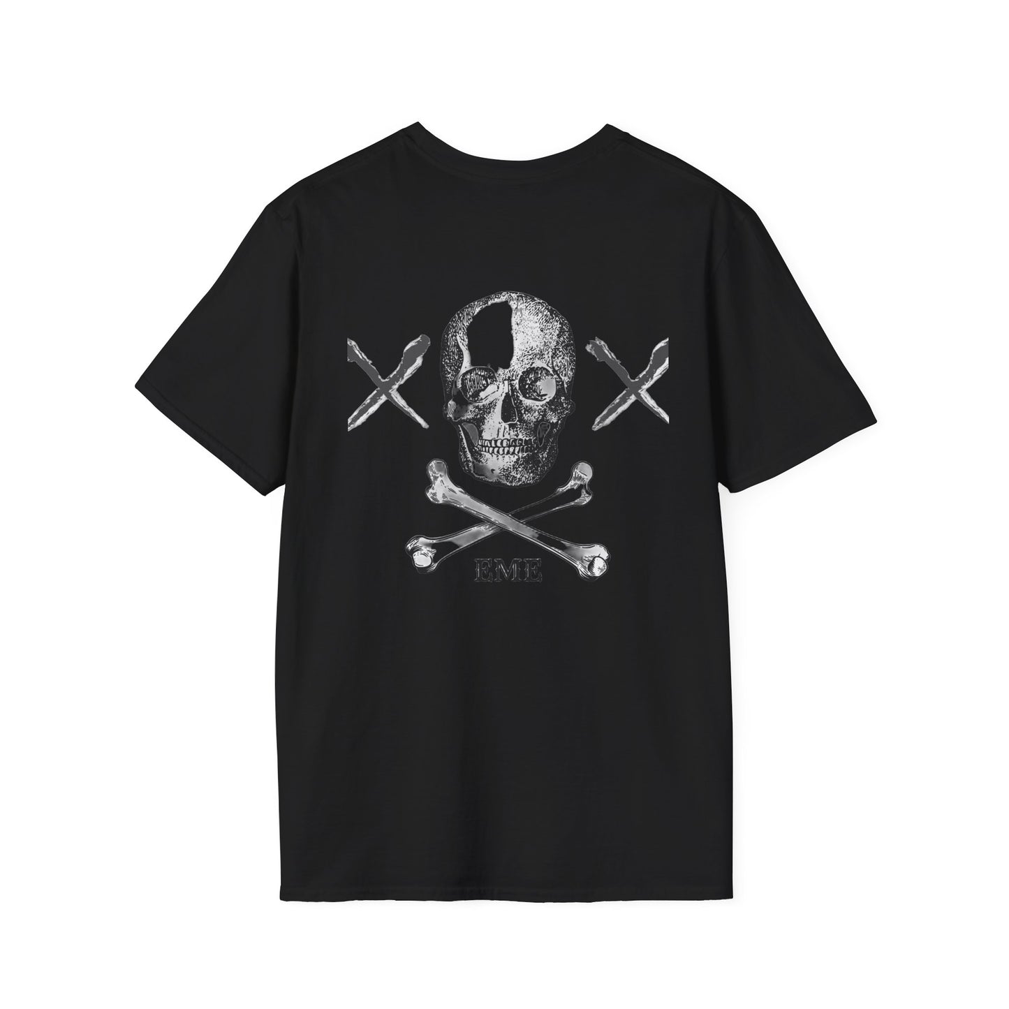Black Emo Skull T-Shirt — 'BLACK EMO' Graphic Tee with Skull & Crossbones Back Print